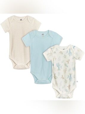 Just Born Organic Cotton Desert Cactus Bodysuit Bundle of 3